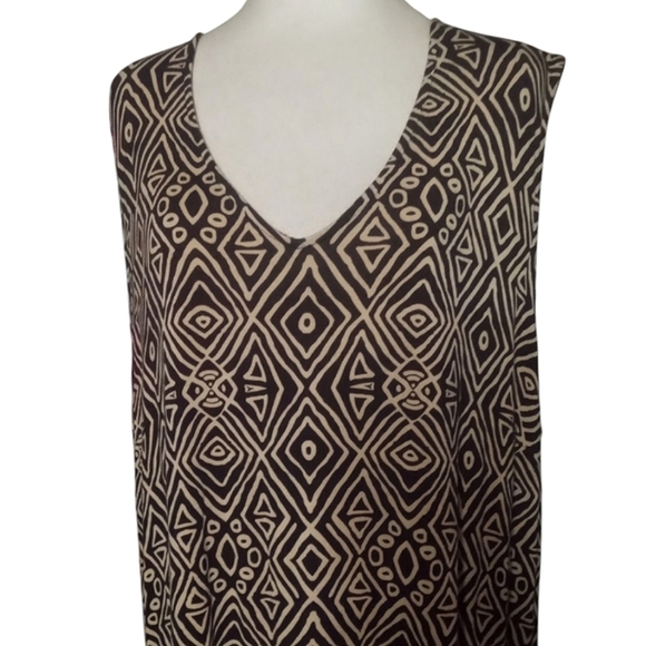 Soft Surroundings Tulum Aztec Tank Maxi Dress Brown & Tan Jersey Knit Size 3X - Picture 4 of 11